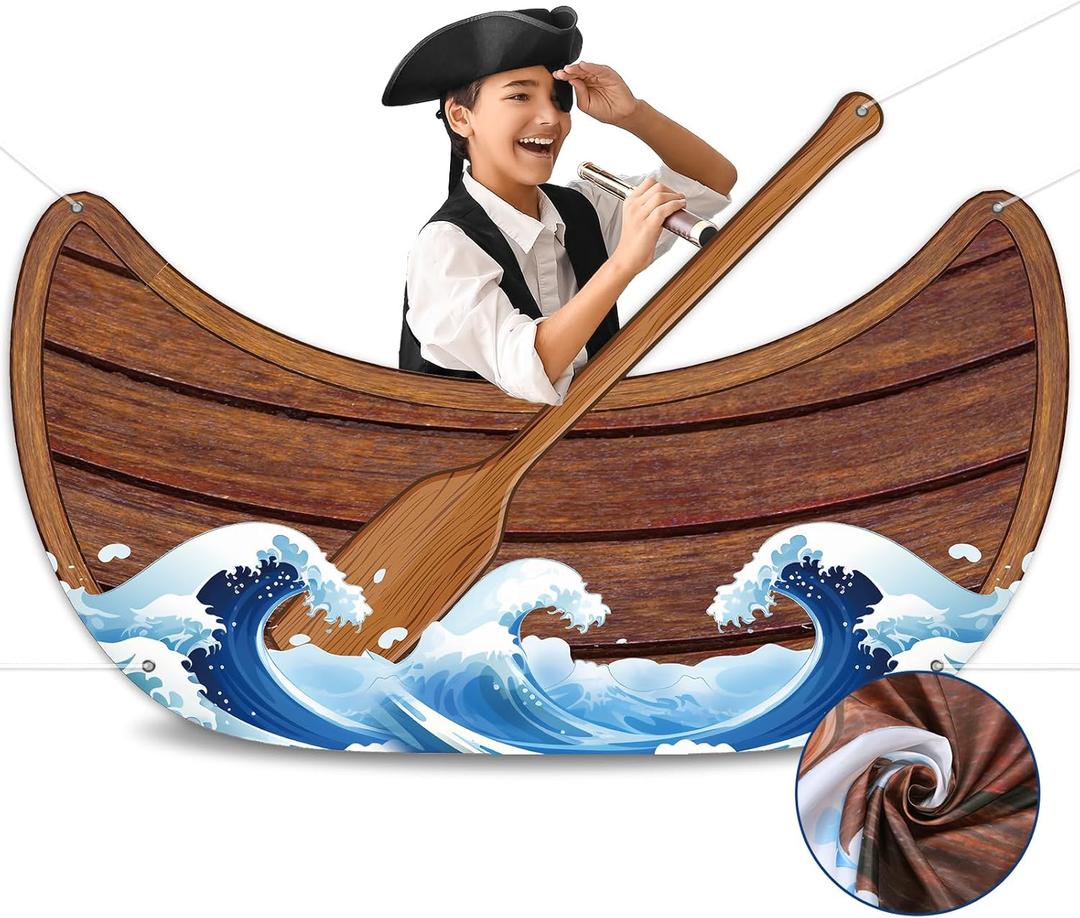 Nautical party Decoration Boat Photo Booth Prop Canoe Fabric Photo Banner Backdrop Sailor party decor Sailor Birthday Parties Supplies For Nautical Parties Supplies Favors Beach Theme Decoration