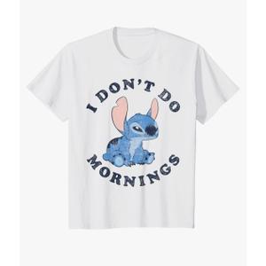 Disney Lilo & Stitch I Don't Do Mornings Distressed V2 T-Shirt XS Youth