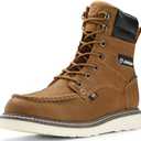 SUREWAY Men's 8" Waterproof Soft Toe Work Boots,Construction Industrial Safety Boot,Breathable Leather with Moc Toe,Slip Resistant Wedge Outsole and Comfort Insole,EH Rated,Lace Up 8.5