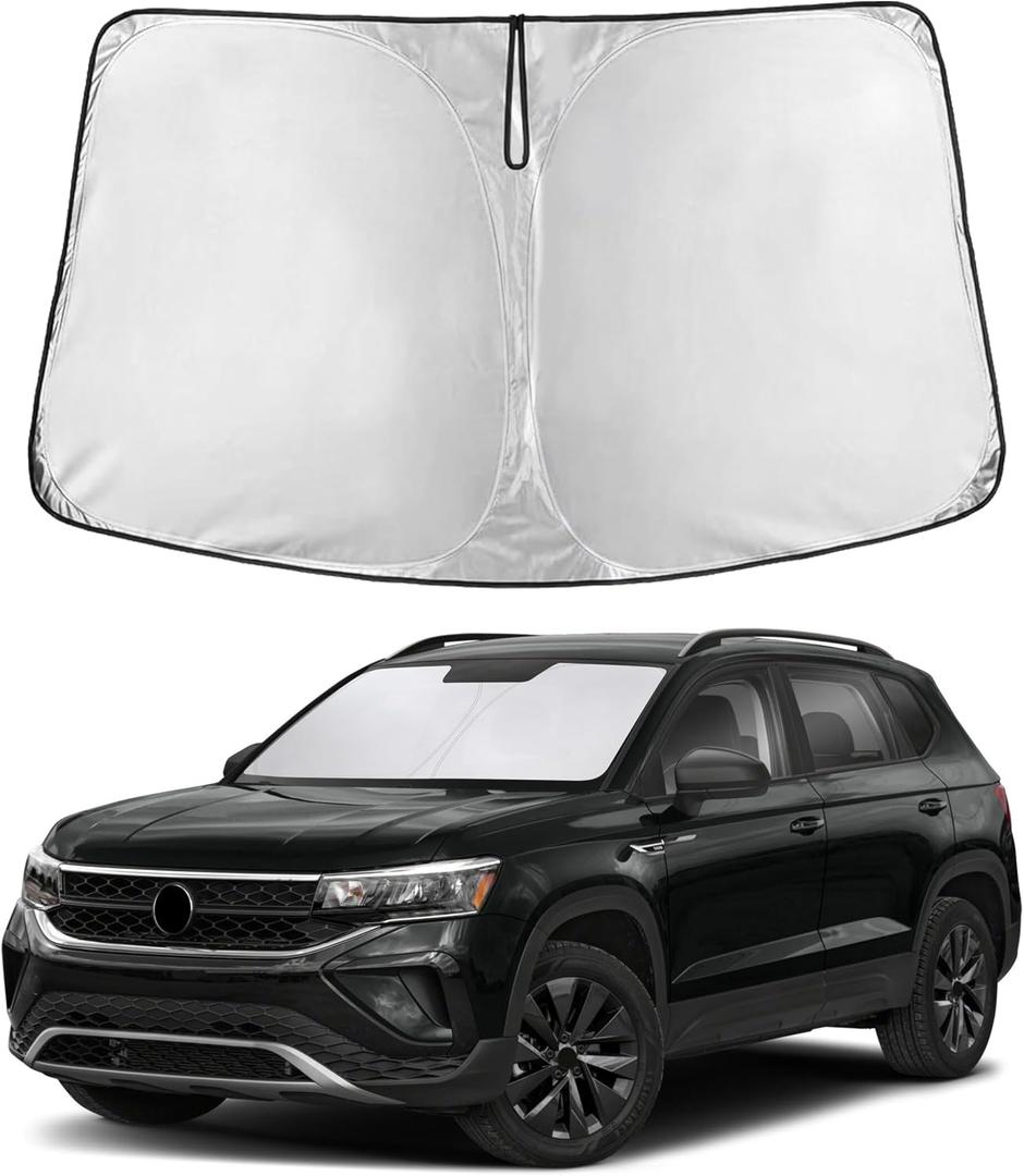 EcoNour Windshield Sunshade Compatible for Volkswagen VW Tiguan 2018-2023 2024 2025 2026 Sun Visor for Front Windshield & Window Sun Shade Cover, UV Heat Blocker & Protector, Car Accessories