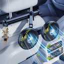 Dual Head Car Cooling Fans for Backseat kids with Long Arm, 2000mAh Battery Powered Rechargeable Car Back Seat Headrest Fan for Baby Dog Rear Facing 12V Car Accessories for Sedan Suv Rv Truck