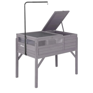 Aivituvin Tortoise Habitat Turtle Enclosure, Wooden Tortoise House Reptile Cage for Small Animals Indoor-Outdoor, Adjustable Lamp Holder Included