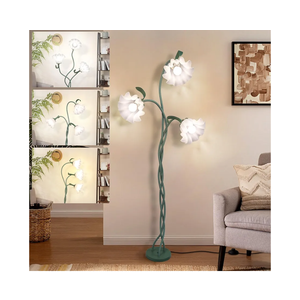 Vintage Flower Floor Lamp for Girls' Bedroom, Cute 3 Heads Floor Reading Light with Flexible Gooseneck, 3 Colors Modern Corner Standing Lamp with Lily for Living Room Office Home Decor, Bulbs Included