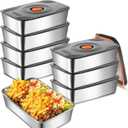 8 Set 60oz Stainless Steel Food Storage Containers Reusable Metal Meat Marinating Container with Lids Fruit Lunch Storage Box for Leftovers,dishwasher and Freezer Safe 1800ml