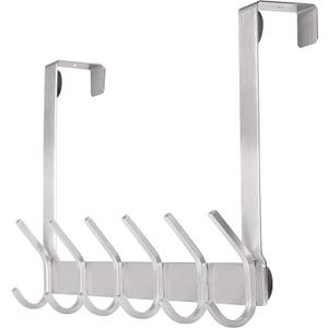 YUMORE Over The Door Hooks, SUS304 Stainless Steel Heavy Duty Door Hanger for Coats Robes Hats Clothes Towels, Hanging Towel Rack Organizer, Easy Install Space Saving Bathroom Hooks, Brushed Finish