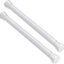 2 Pack Tension Rods 16 to 26 Inch Spring Adjustable Curtain Rods No Drilling White Tension Rods Expandable Pressure Spring Tension Rod for Closet, Doorway