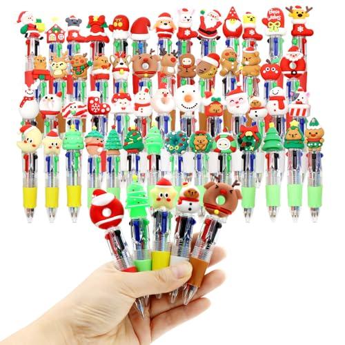 Scettar 53 Pcs 4-in-1 Christmas Pens Bulk Multicolor Mini Cute – Kawaii Cool Ballpoint Pens with Assorted Ink, Fun Gifts for Christmas, Winter Holiday, Birthdays, Students Parties