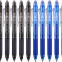ParKoo Retractable Erasable Gel Pens Clicker Fine Point 0.7 mm, No Need for White Out, 6 Black/6 Blue Ink for Completing Sudoku and Crossword Puzzles (2 Colors)
