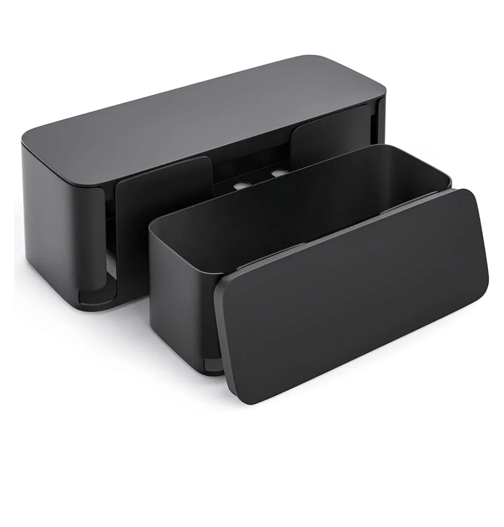 YECAYE 2 Pack Cable Management Box, Pet Friendly Cable Box Organizer for Home & Office, Child-Proof Floor Cord Cover, Cord Management and Cord Hider, Black