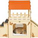 OtterPets Extra Large Bunny Hideout, Cozy Rabbit Castle with Fleece Mats, Wooden Rabbit Hideout, Bunny House Indoor Indoor, Chinchilla, Guinea Pig House (Pet Safe Wood Joints)