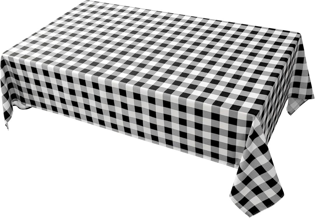 Classic Gingham Plaid Tablecloth Fabric - Rectangular 58x102 Inch Water Resistant Checked Table Cloth for Indoor/Outdoor Use - Table Cover for Kitchen, Picnics, Gardens, and Parties