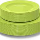 POSATE Plastic Plates Disposable 60 PCS, Heavy Duty 30 Dinner Plates 10.25" and 30 Dessert Plates 7.5" for Party, Green
