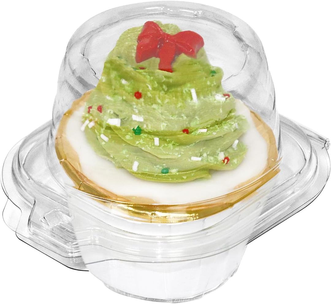 WIKDAY 50 Pcs Individual Cupcake Containers, Clear Plastic Cupcake Holders with Lids, Spacious 3" Design for Frosted Cupcakes, Stackable & Reusable for Parties, Baking, Picnics