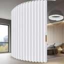 Hanging Accordion Room Divider with Track System - Ceiling-Mounted Partition Curtain, Simple Installation(White 100" W x 84" L-Pack of 1)