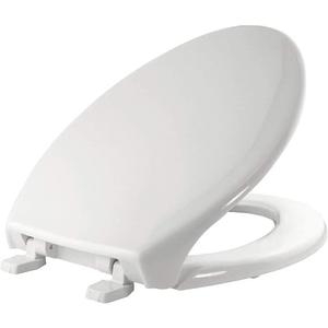 Bemis White Elongated Plastic Toilet Seat with Cover (Model 1B5109227A) – Easy-Clean Quick-Release Hinges