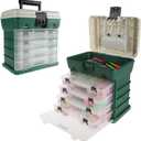 Storage Tool Box Organizer - Utility Box with 4 Drawers and 19 Compartments for Camping Supplies and Fishing Tackle by Wakeman Outdoors