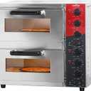 CROSSON ETL listed Commercial Double Deck 16 inch Countertop Electric Pizza Oven with pizza stone, Multipurpose Indoor Pizza oven for Restaurant use,120V/3200W