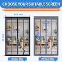 Upgraded PET Mesh Magnetic Screen Door Stronger Than Fiberglass and Polyester,Hands Free,Keep Bugs Out,Pet & Kid Friendly,Suitable for Sliding Doors,Patio and French Doors-60" X 96"