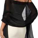 FURTALK Chiffon Shawl Wraps for Women Evening Dresses Soft Scarf Formal Wedding Bridal Scarves (Black)