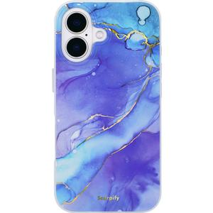 SCORPIFY for iPhone 16 Case [Compatible with MagSafe] with Fantasy Blue Marble Design, Cute Magnetic Phone Cover for Women Girls and Men, Slim Shockproof Bumper with Gold Accents
