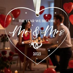 6 x Wedding Gifts for Couples 2025 - First Christmas Wedding Ornament for Newly Engaged Couples, Bridal Shower Gift, Newlywed & Just Married Gift for Bride and Groom,Stocking Stuffers for Women (Mr & Mrs)