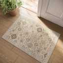 Machine Washable Boho Rugs for Entryway: Door Mat Indoor Entrance 2x3 Small Throw Rug Stain Resistant Non-Slip Low Pile Soft Carpet for Kitchen Front Door Indoor Entrance Entry Bedroom (Beige and Cream)