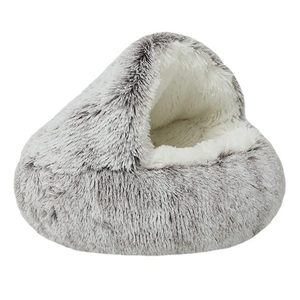 Zohadtak Pet Bed for Cats Dogs, 2 in 1 Round Donut Cushion Bed with Cover, Fluffy Cat Dog Cushion Bed for Small Medium Dogs and Cats, Non-Slip, Machine Washable (Small, Coffee)