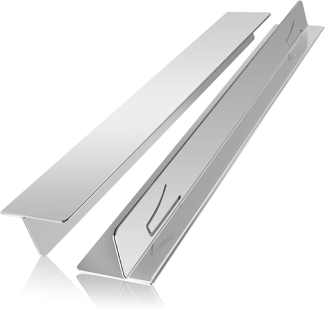 2PCS Stove Gap Covers Stainless Steel Stove Gap Filler,13.8'' to 27.5'' Adjustable Length,Oven Stove Side Gap Guards Between Stove top and Counter for Kitchen,Range Trim Kit,Heat Resistant,Silver
