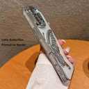 Compatible for iPhone 16 Pro Max Case with Camera Lens Protector, Luxury Electroplated Cute Glitter Butterfly Quicksand Women Girls Phone Cover for iPhone 16 ProMax (Silver Butterfly)