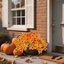 Artificial Flowers for Outdoor Decoration, 2PCS Realistic Fall Faux Petunias Silk Flower Fake Plants No Fade Floral for Home Garden Balcony Yard Porch Indoor Outdoor Fall Decor (Fall Color-1)