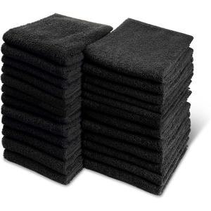 Black Bleach Proof Towels Set, 48 Pack 100% Cotton 16" X 27" Color Safe, Stain Resistant, Quick Drying Towels for Beauty, Hair and Nail Salon, Gym, Spa and Home Hair Care