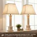 Square Bell Lamp Shades Set of 2, 7.5" x 13" x 10" Medium Beige Shade for Table Lamps Floor Lamps, Fabric Natural Linen Hand Crafted(Spider Fitter), Harp Holders Included, Assembly Required