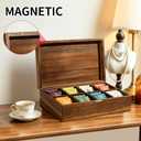 Acacia Wooden Tea Bag Organizer with Magnetic Lid, 8 Adjustable Compartments Wooden Tea Box for Tea Bags, Countertop Storage Holder
