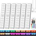 Under Cabinet Lighting Wireless with Remote, 48 LED Rechargeable Under Cabinet Lights, Kitchen Counter Lights Dimmable LED Closet Light RGB Bar for Shelf, Car, Hallway, 15 Color Changing, 5 Pack
