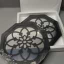 2-Piece Octagon Wall-Mounted Mirrors,Vintage Farmhouse Mirror for Wall Decor,Black Decorative Accent Mirror for Foyer, Bathroom, Bedroom. (12x12)