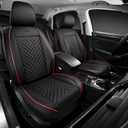 Skechers MAX Cushioning Car Seat Covers,Memory Foam Piping Leather Seat Covers,Waterproof Car Seat Protector Front Seats,Car Seat Cushion Airbag Universal Fit for Most Cars,Vans,Trucks,SUV,Red
