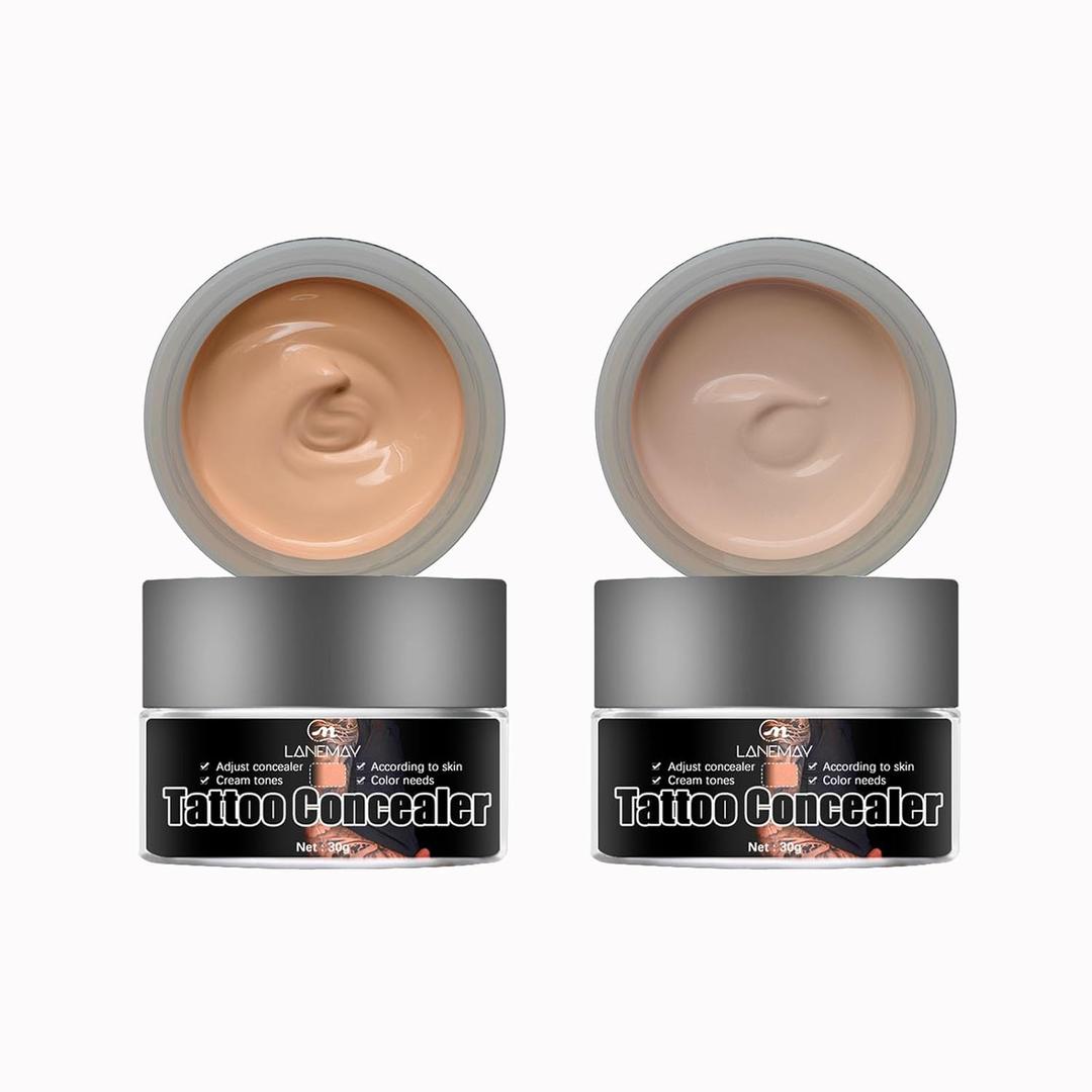 Tattoo Cover Up, Invisible Waterproof Concealer,Long Lasting Professional Skin Makeup Concealer Kit for Body Leg Tattoo, 2 Colors, 30g X2