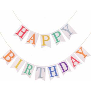 Colorful Happy Birthday Burlap Banner for Women Girls Reusable Burlap Sign Rustic Birthday Party Decorations