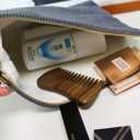 HAPPYHEIDI Dark Gray Corduroy Makeup Bag Cosmetic Toiletry Travel Pouch, Make Up Accessory Purse Organizer, Canvas Lined