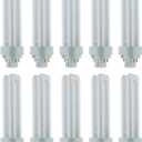 Sunlite Compact Fluorescent PLD 4-Pin Double U-Shaped Twin Tube, 18 Watts, 120 Volts, 1080 Lumens, 5000K Daylight, 4-Pin G24q2 Base, 10 Pack