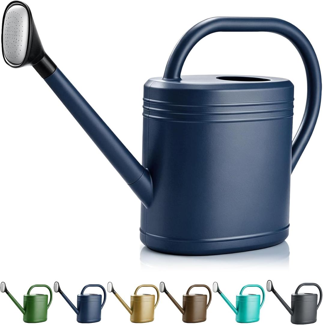 NERUB 2 Gallon Watering Can for Outdoor Plants, Large Garden Watering Can with Long Spout and Removable Stainless Steel Sprinkler Head, Plastic Water Can for Patio, Greenhouse and Flowers