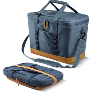 CleverMade Pacifica Collapsible Cooler Bag Large Portable Cooler Bag for Travel, Foldable Insulated Cooler for Beach, Picnic & Tailgating, Holds Up to 50 Cans, Leakproof Soft Carry Cooler - Ocean