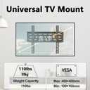 TETVIK Fixed TV Wall Mount for Most 26-63 inch TV Monitor fit Flat Curved Screen Ultra Slim Profile Television Mount Wall Bracket Max VESA 400x400mm Hold Up to110 lbs Wall Mount TV Bracket