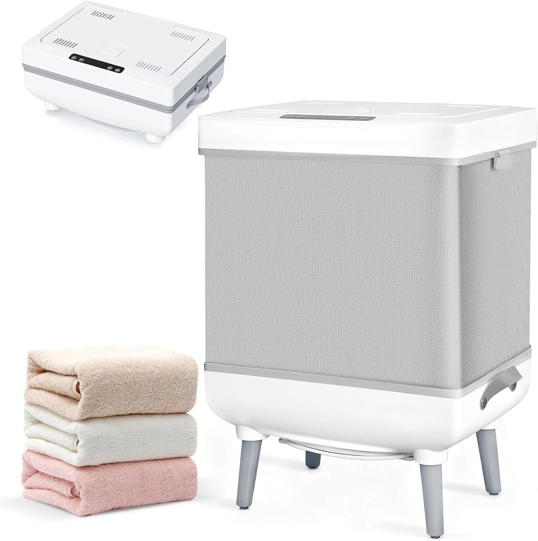 Towel Warmers for Bathroom, Foldable Hot Towel Warmer Bucket, Heat & Dry 2-in-1, Large Capacity(35L), Fits Up to 3 Oversized Towels(45"x70"), Bathrobes, Blankets, Portable Handle, Ideal for Home & Spa