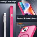 2 x SPIDERCASE for iPhone 13 Case for iPhone 14 Case, Magnetic Translucent [2 Pack Tempered Glass Screen Protector] Anti-Fingerprint Anti-Scratch for iPhone 14/13 6.1, Hot Pink