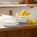 Herogo Stoneware Pasta Bowls Set of 4, 37 Ounce Large Wide Shallow Plates and Stackable Serving Bowls Sets for Salad Soup Cereal, Microwave & Dishwasher Safe, Ivory White