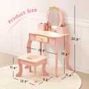 OOOK Toddler Vanity for 3 Year Old, Kids Vanity with Pretend Makeup Accessories, Makeup Table for Kids with Drawer, Pink