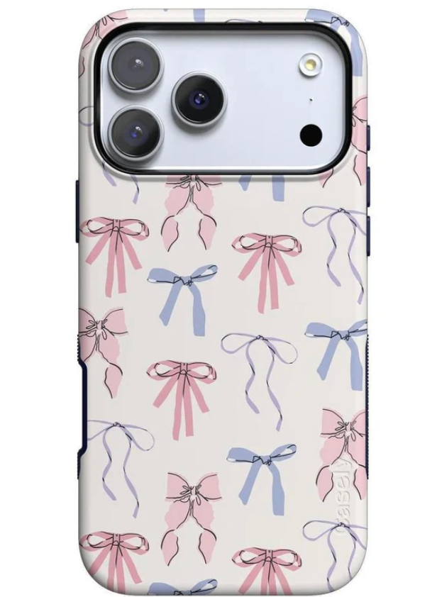 QLTYPRI Bow Case for iPhone 16 Pro, Clear Cute Ribbon Bow Phone Case Curly Wavy Aesthetic Phone Case, Slim Soft Transparent Shockproof Protective Cover for Women Girls - White