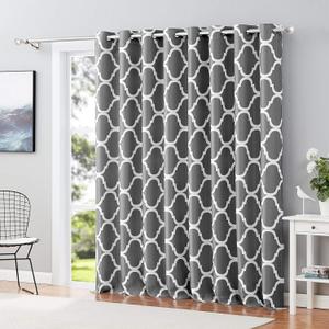 Melodieux Moroccan Fashion Room Darkening Blackout Grommet Top Curtains, 100 by 96 Inch, Grey (1 Panel)