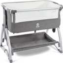 Elevon Bedside Bassinet, 4-in-1 Baby Bedside Sleeper with Rocking Mode, Breathable Mesh, Built-in Wheels, Adjustable 7 Heights, Portable Infant Bassinet with Mattress and Storage